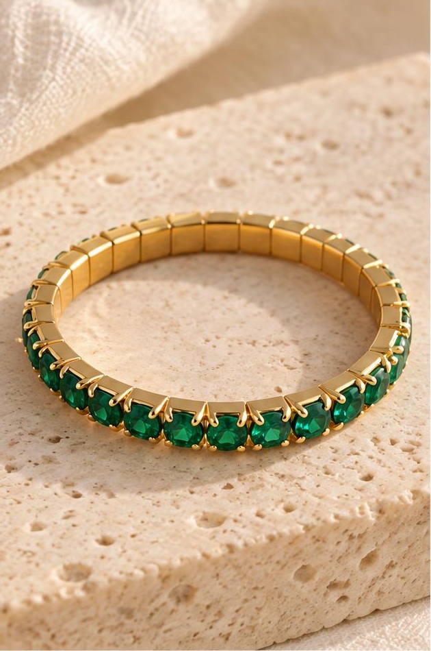 Green Stone Bangle on travertine