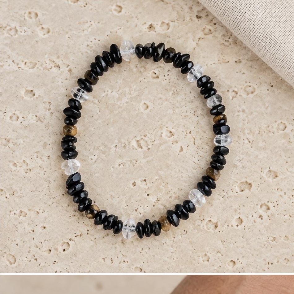 Monochrome Chip Bracelet on travertine
