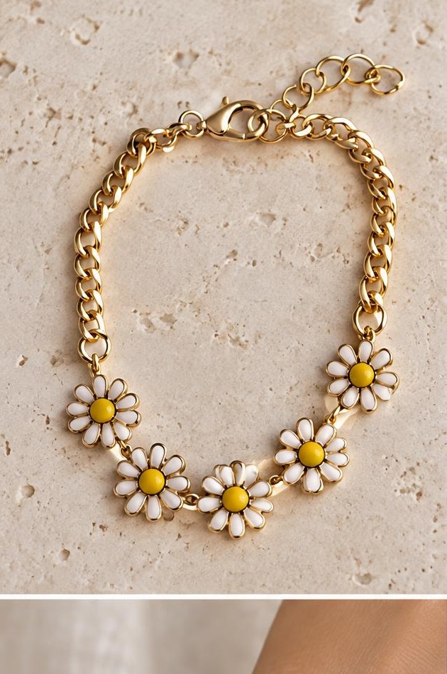 Daisy Chain Bracelet on travertine