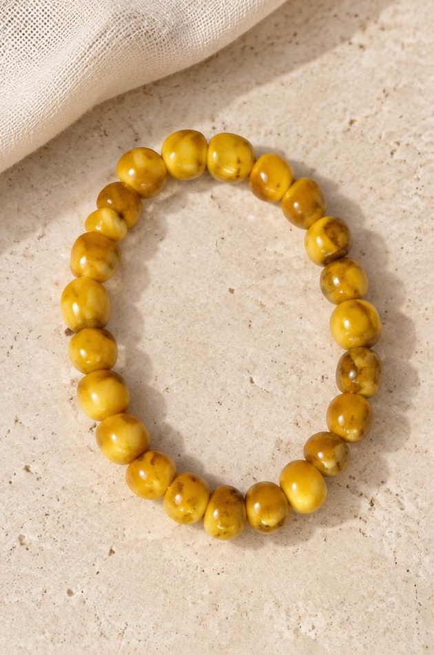 Ochre Bead Bracelet on travertine