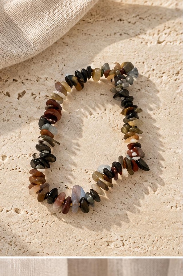 Earth Chip Bracelet on travertine